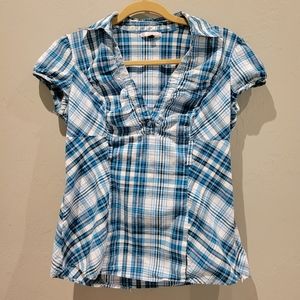 Fitted Plaid Blouse